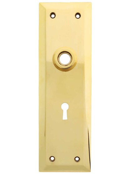 Large Forged-Brass New York Door Plate with Keyhole in Un-Lacquered Brass.